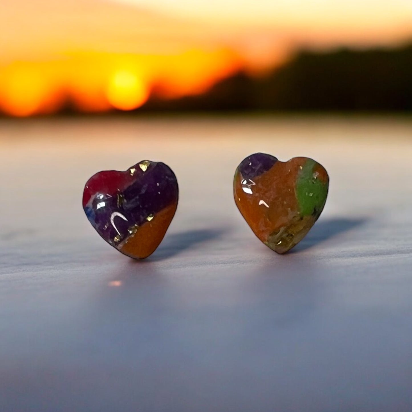 Colorful Heart Studs