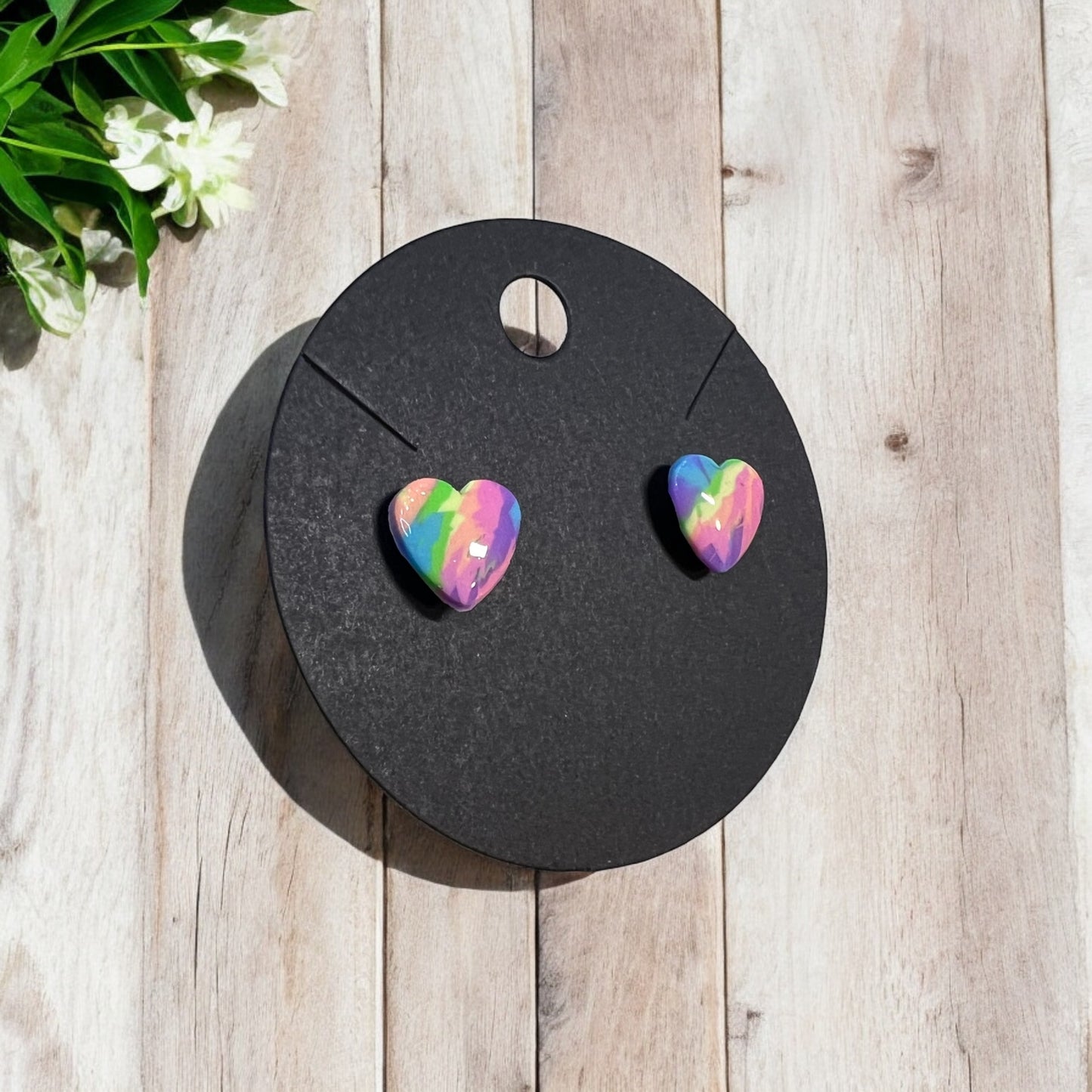 Rainbow Heart Studs