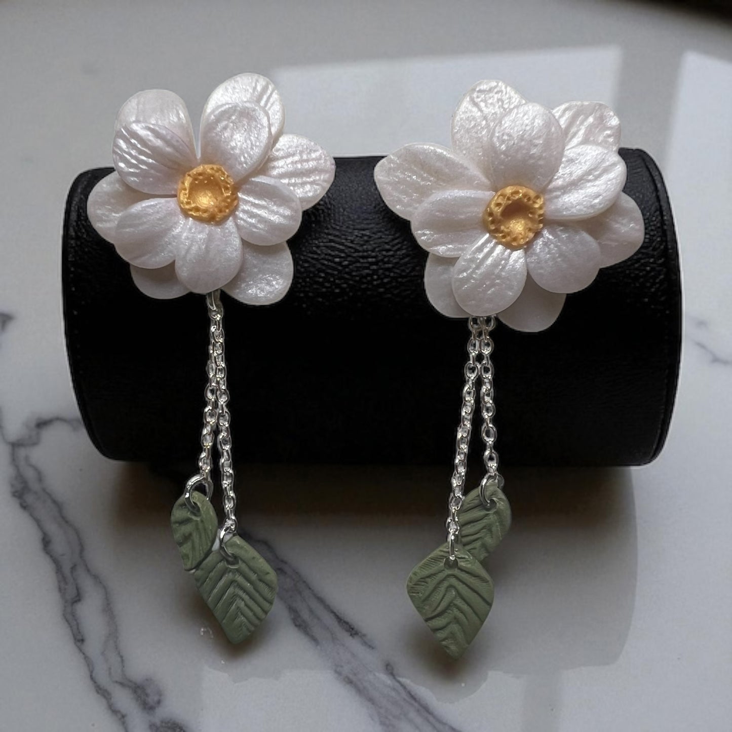White Floral Studs