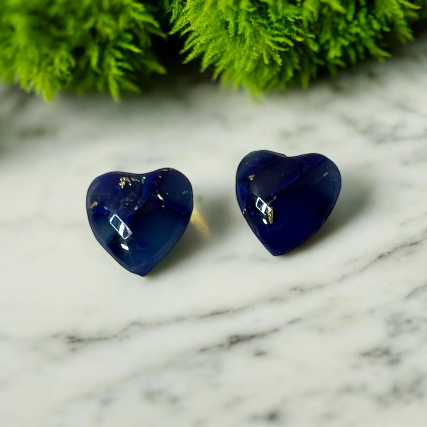 Faux Marbled Heart Studs