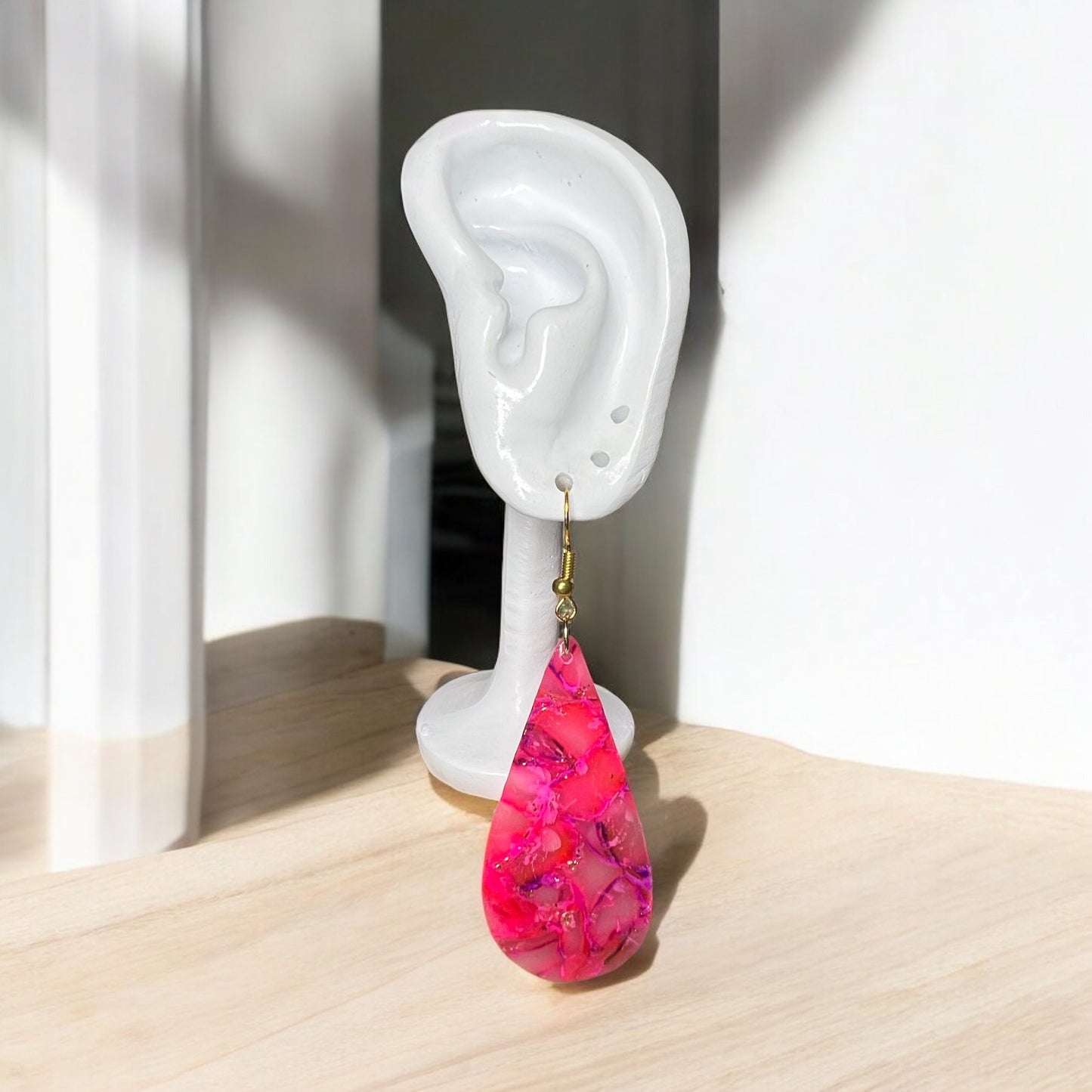 Pink Faux Stone Peardrops