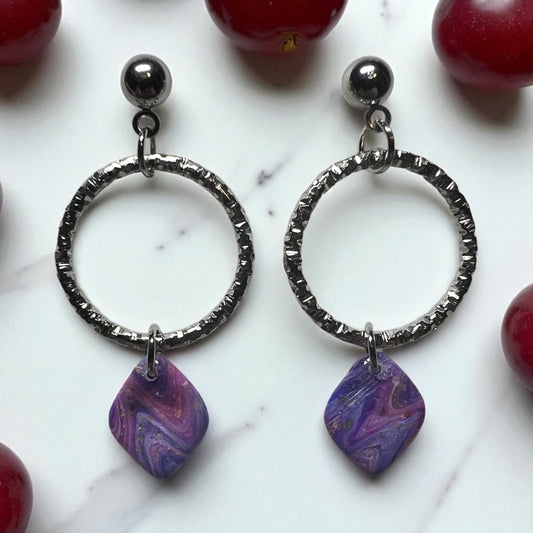 Silver Ring Purple Marble