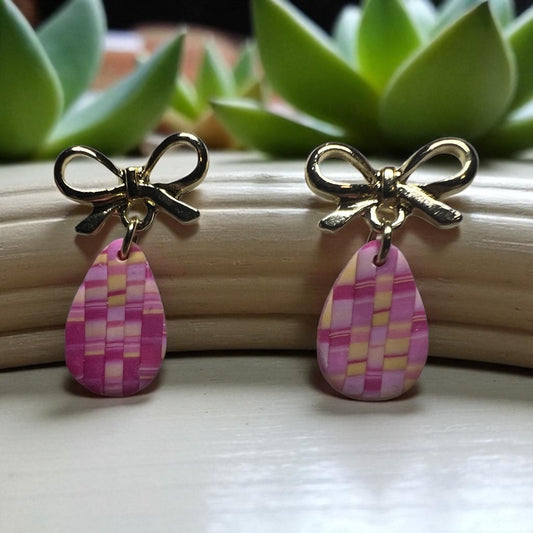 Pink & Yellow Checkered Bows