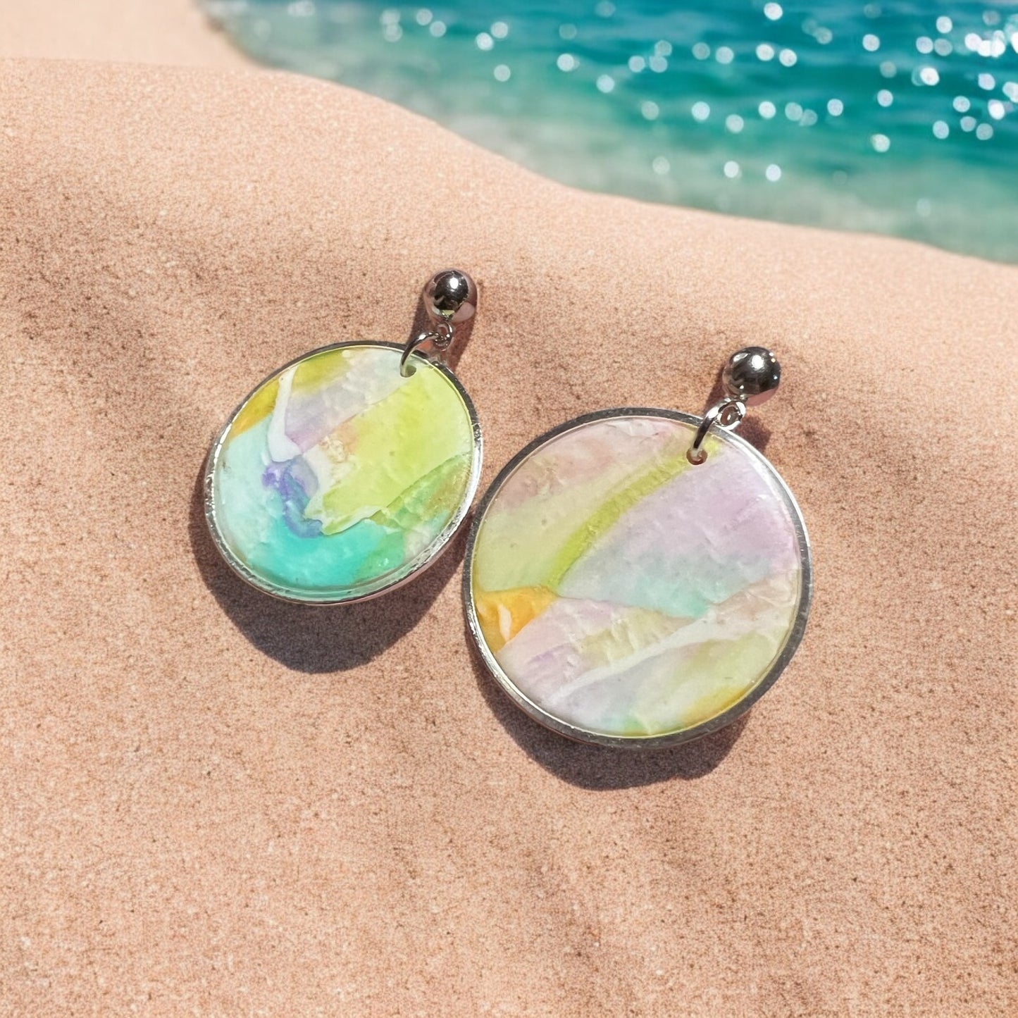 Watercolor Round Dangles