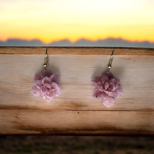 Faux Stone Rose Dangles