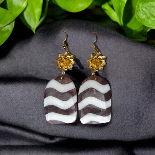 Wavy Faux Stone Statement Dangles