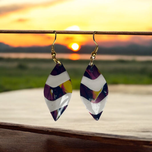 Striped Pointed Oval Dangles