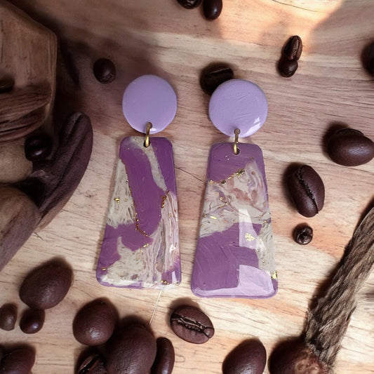 Purple Marble Dangle Earrings